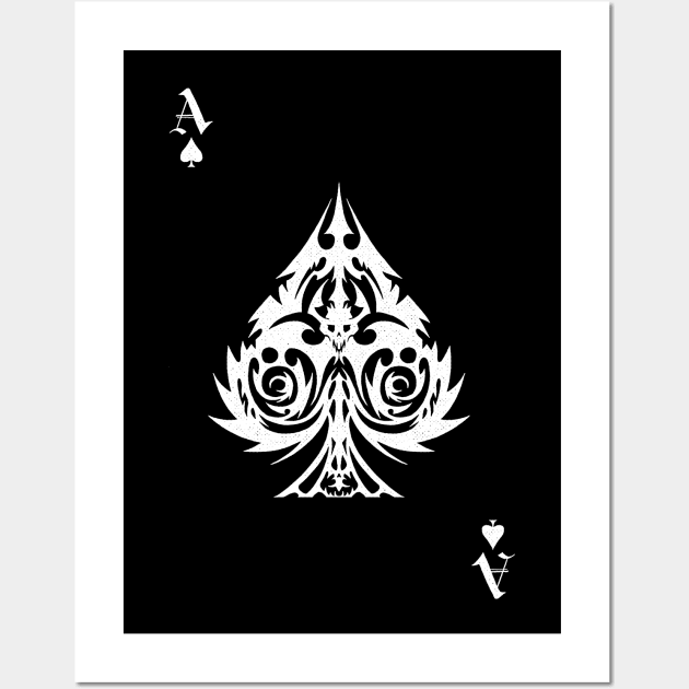Ace Of Spades, white ink Wall Art by Krobilad